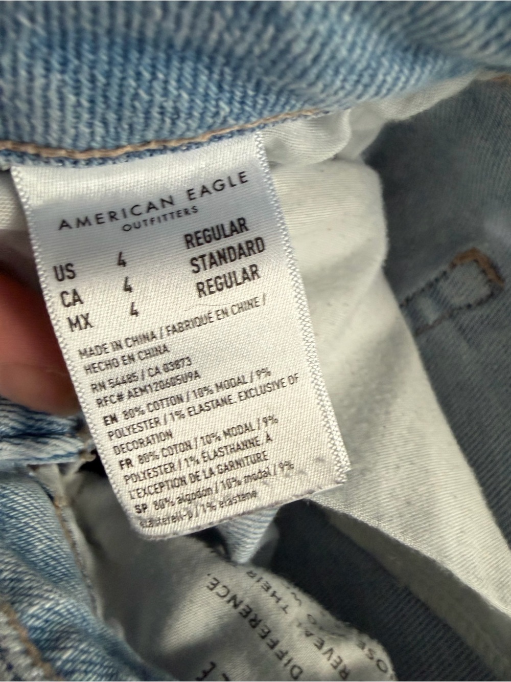 American Eagle Outfitters Light Blue Distressed Mom Straight Leg Jeans Size 4 - Picture 6 of 7